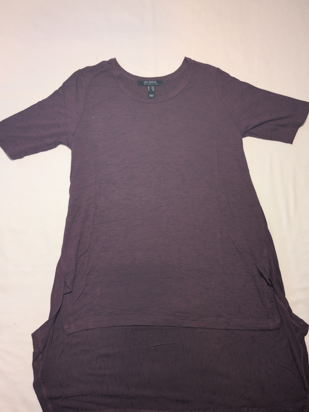 Lisa Rinna Collection Short Sleeve Crew Shirt - Plum